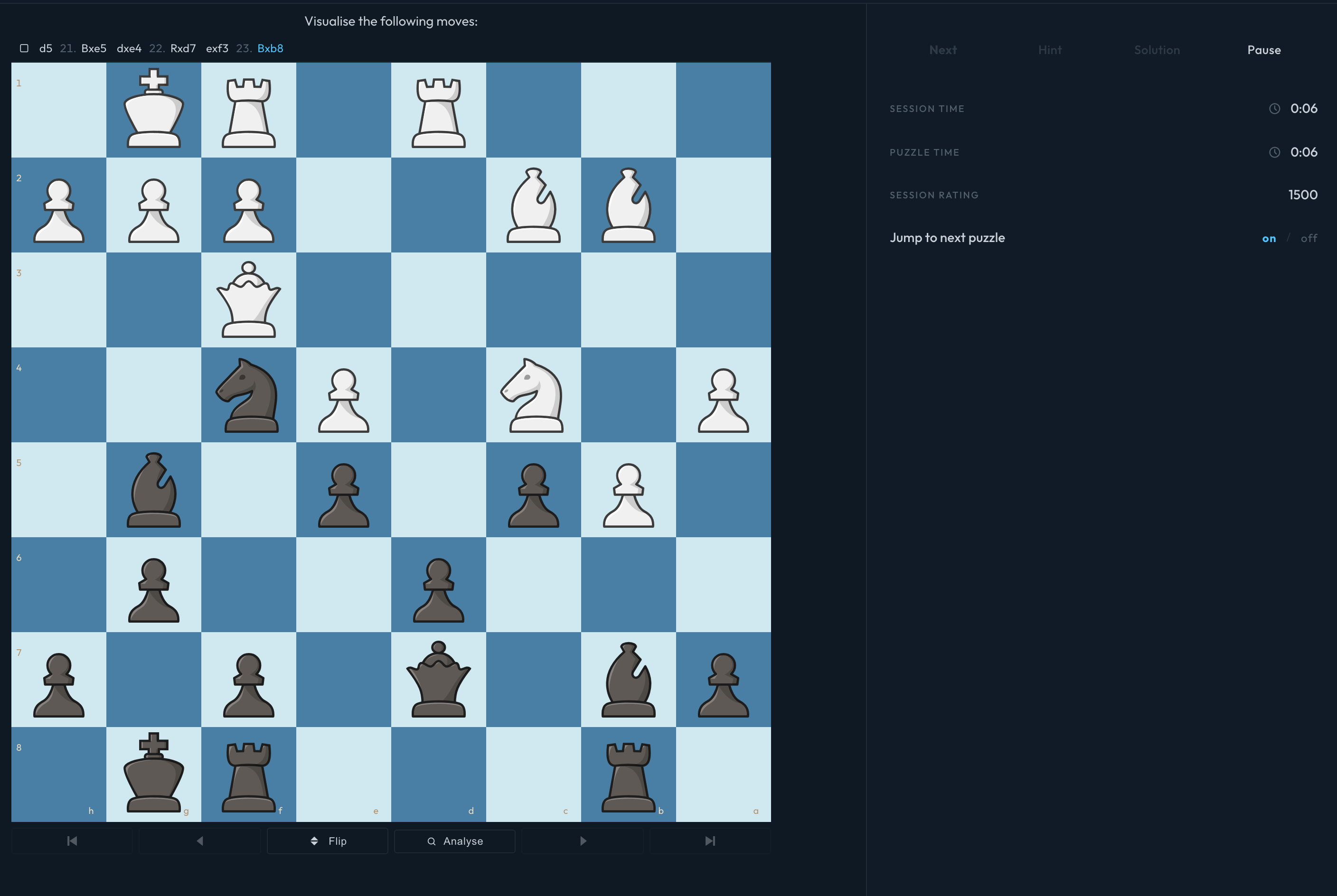 A visualisation puzzle: play three moves in your head, then find the tactic